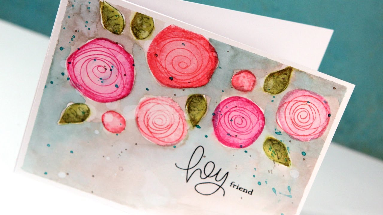 Distress Ink Watercoloring with Stamps