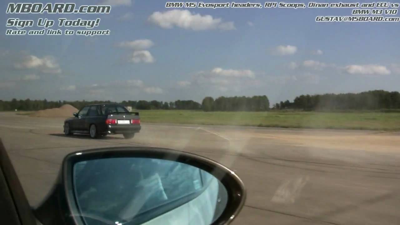 HD: BMW M3 V10 vs BMW M5 E60 Evosport headers, RPI Scoops, DInan muffler and ECU