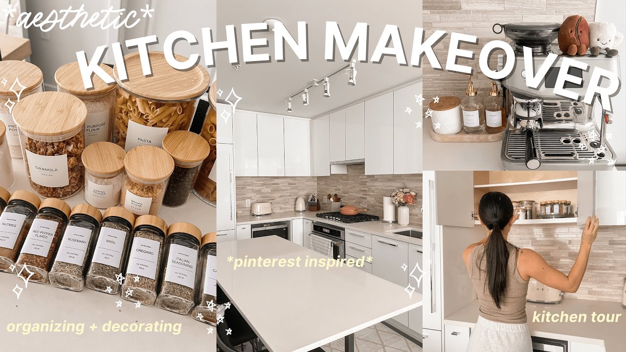 aesthetic kitchen makeover ✨🤍 organization, hauls, + tour!