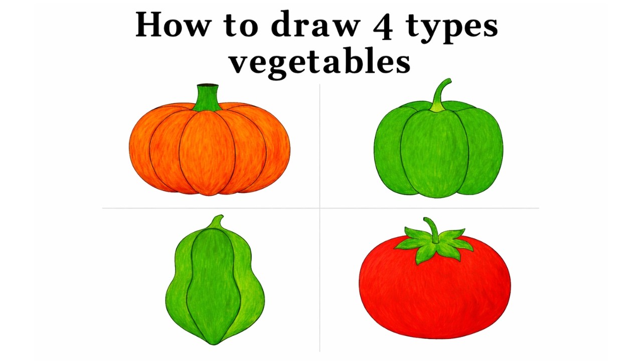 Learn to Draw Vegetables | Simple & Colorful Drawing Tutorial for Kids