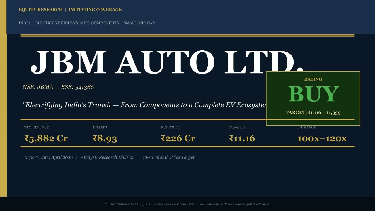 JBM Auto Ltd. Stock Analysis 2026 | BUY Rating | Target Price ₹1,116&ndash;₹1,339 | Equity Research Report