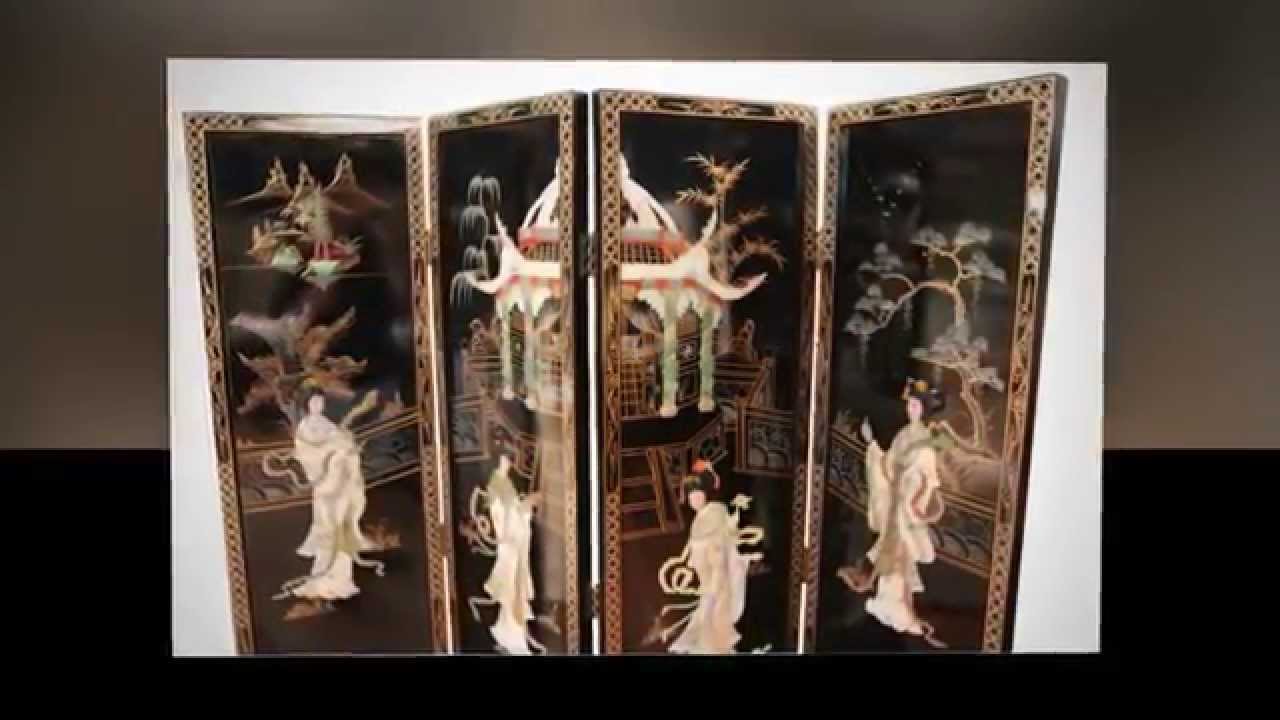 Oriental Chinese Black Mother Of Pearl Room Divider By Newquay Bonsai