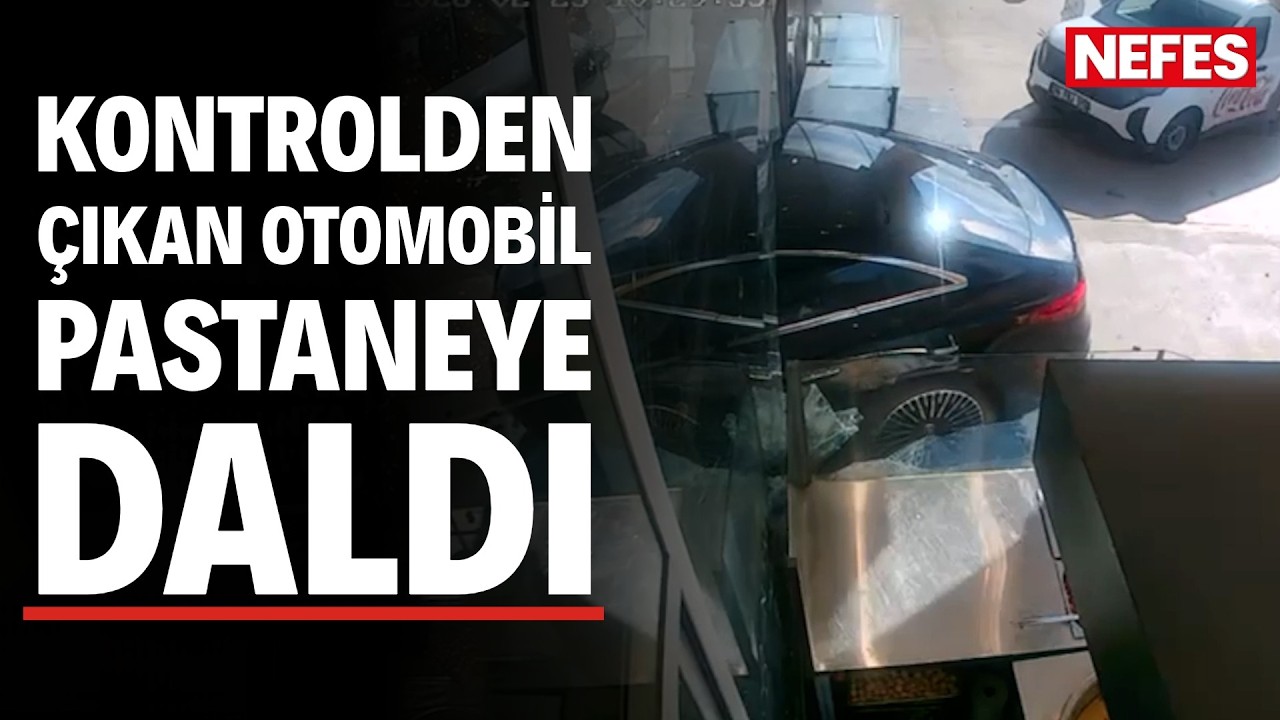 Kontrolden &ccedil;ıkan otomobil pastaneye daldı, o anlar kamerada