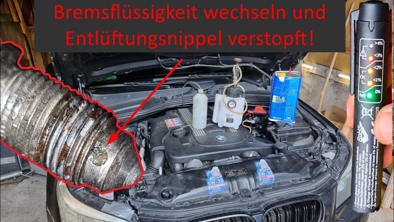 BMW E60 E61 Bremsflüssigkeit wechseln | Entlüftungsnippel verstopft