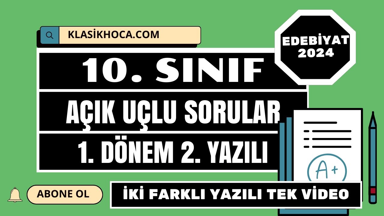 10. Sınıf Edebiyat 1. Dönem 2. Yazılı | Açık Uçlu Sorular PDF | MEB | 2025 | İki Farklı Senaryo
