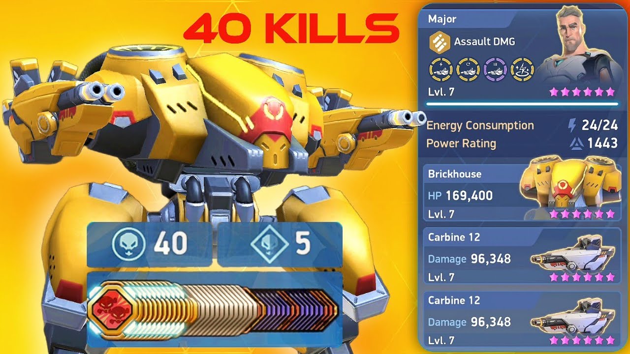 Brickhouse with Carbine 12 - 40 Kills - Mech Arena - Max LVL