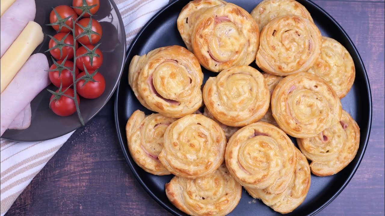 Foietaje cu șuncă și cașcaval 🧀 aperitive sărate