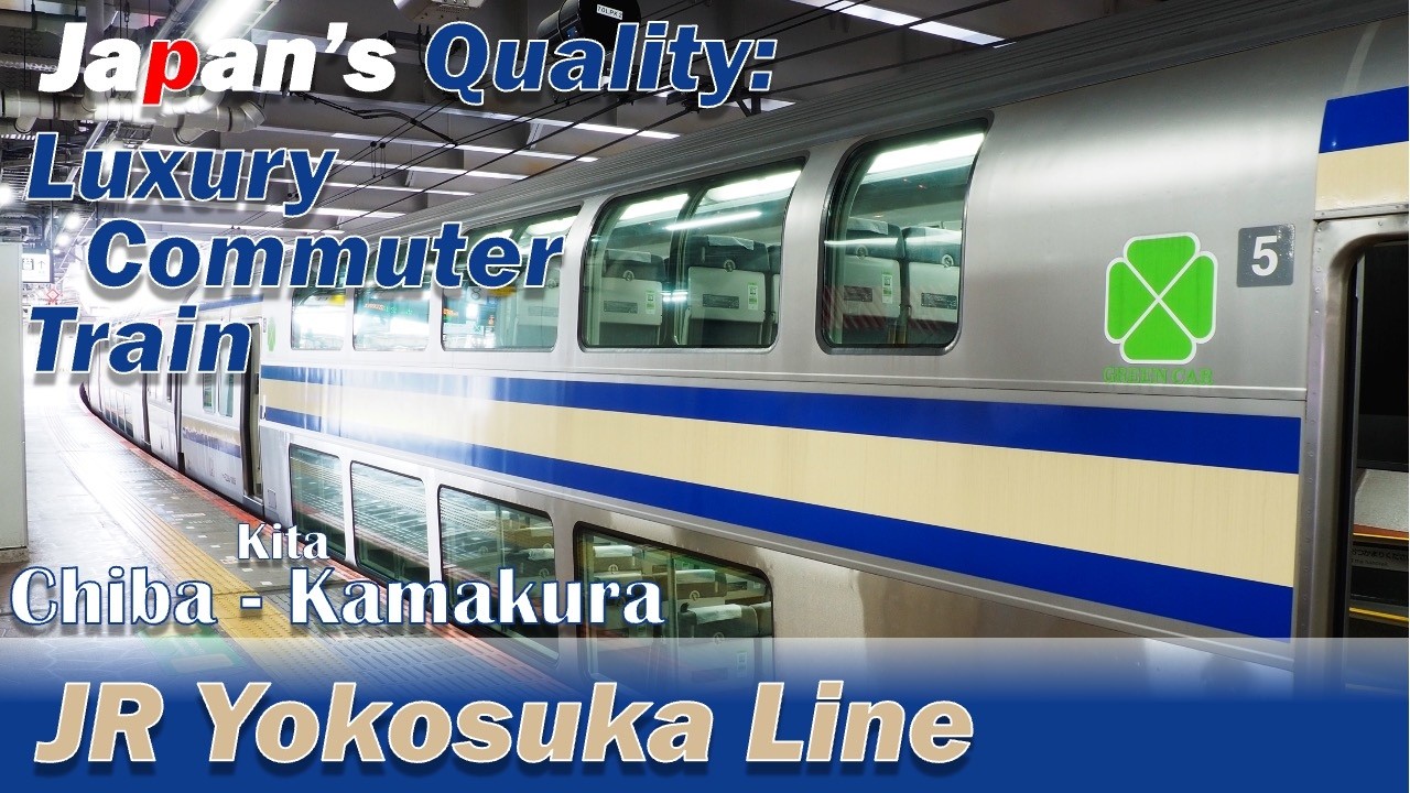 🇯🇵Commuter Train of Yokosuka Line in Green Car - Train Trip in Japan