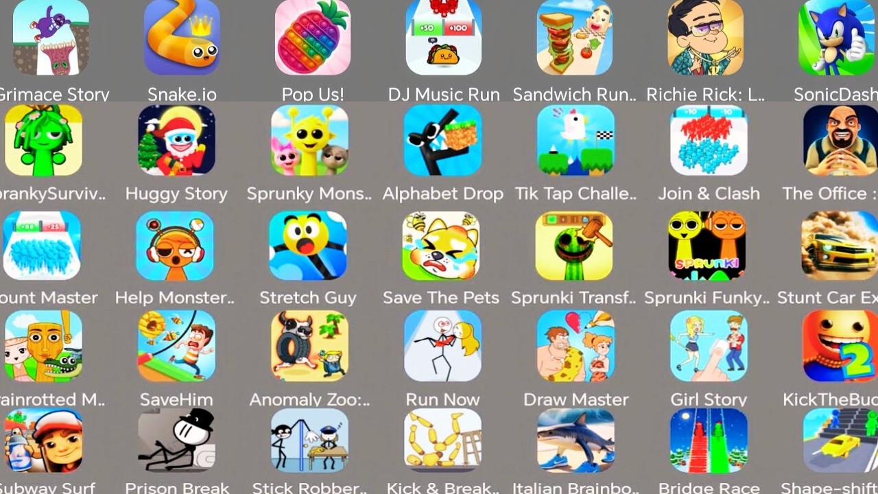 Grimace Monster Scary Survival,Roblox,Scary Teacher 3D,Scary Robber,Poppy Playtime4,Stumble Guys