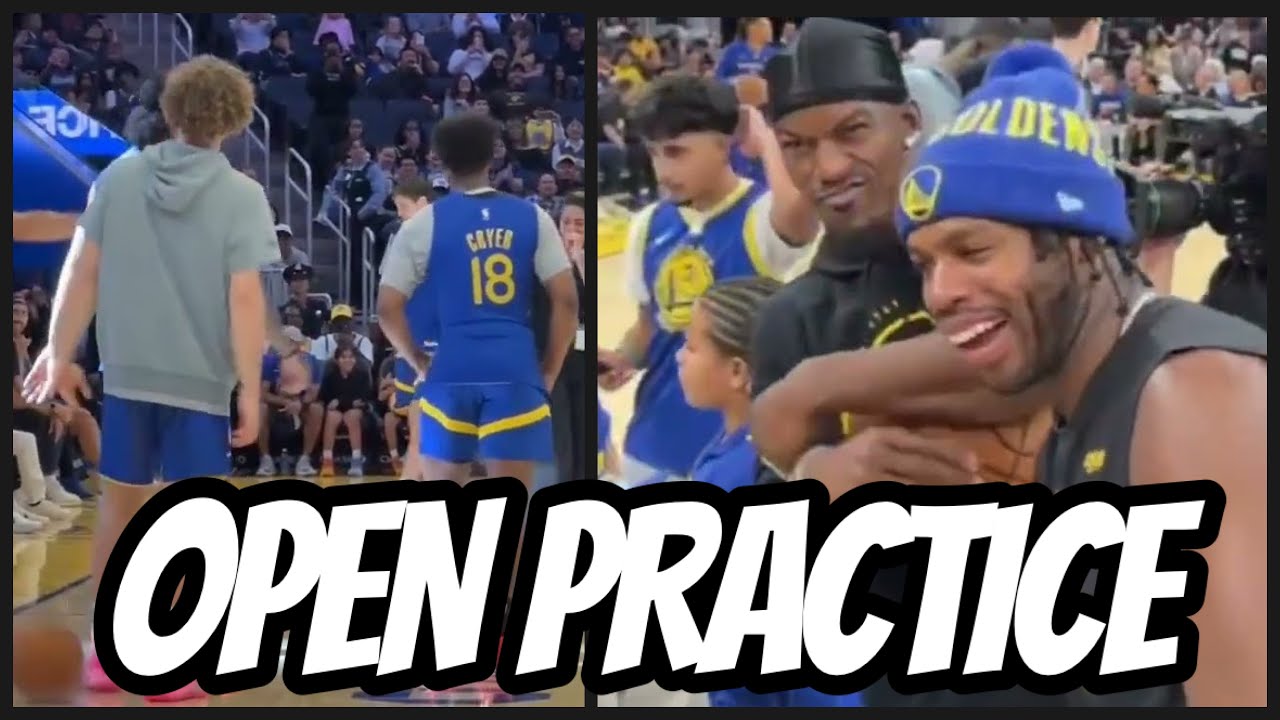 Warriors Open Practice: Steph/Seth swap jerseys, Jimmy Butler sings Shaboozey, Toohey “Wonderwall”