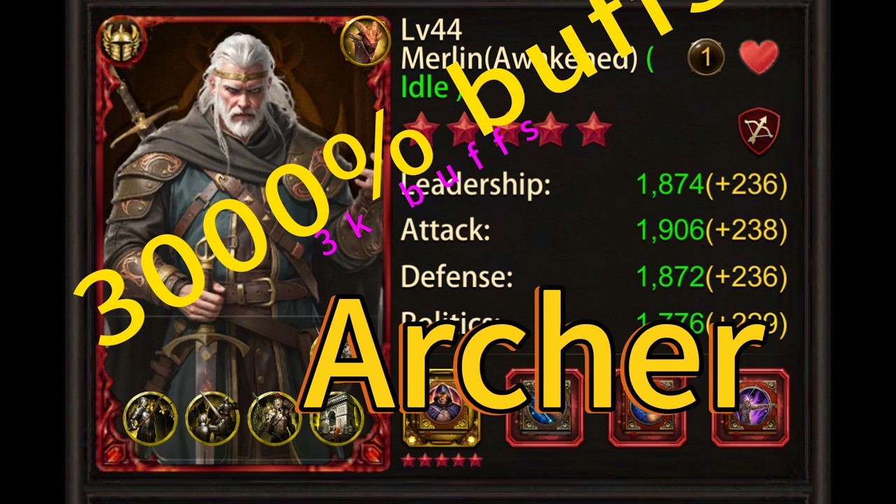 How to get 3000% buffs in archers at k40 in Evony
