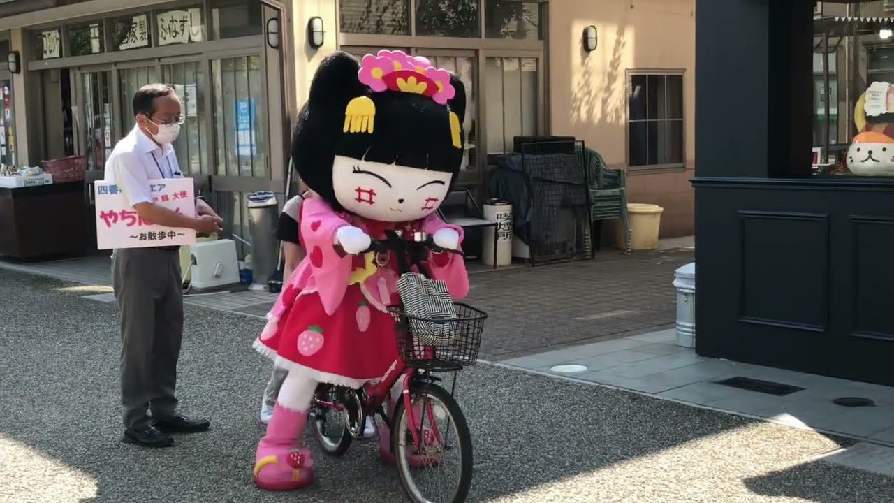 【ゆるキャラ】やちにゃん、自転車に挑戦！えぇ、乗れるの？！