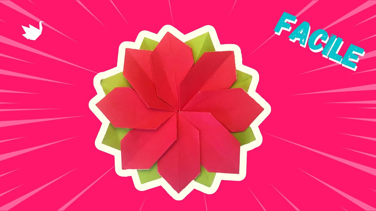 Origami poinsettia : fleur de Noël en papier (Tuto Facile)