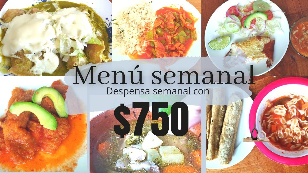 Menú semanal con $750/ Organización del gasto semanal para 2 personas y media.