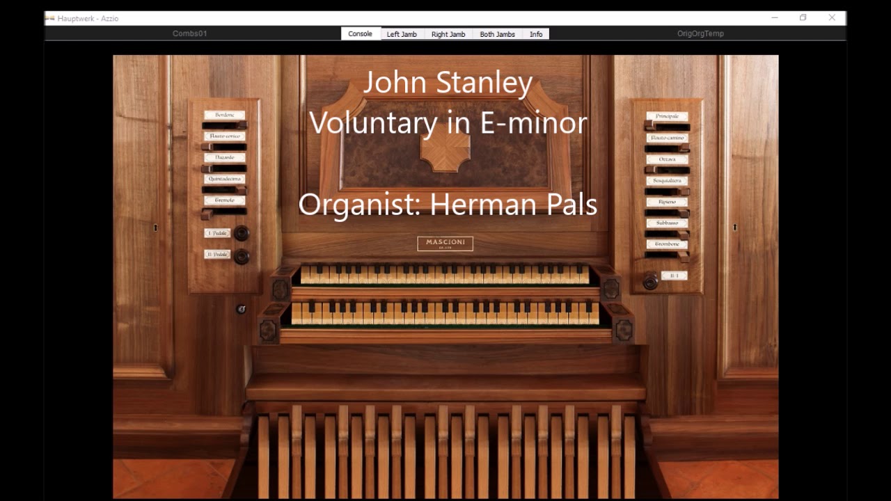 John Stanley Voluntary in E minor (Hauptwerk Azzio)