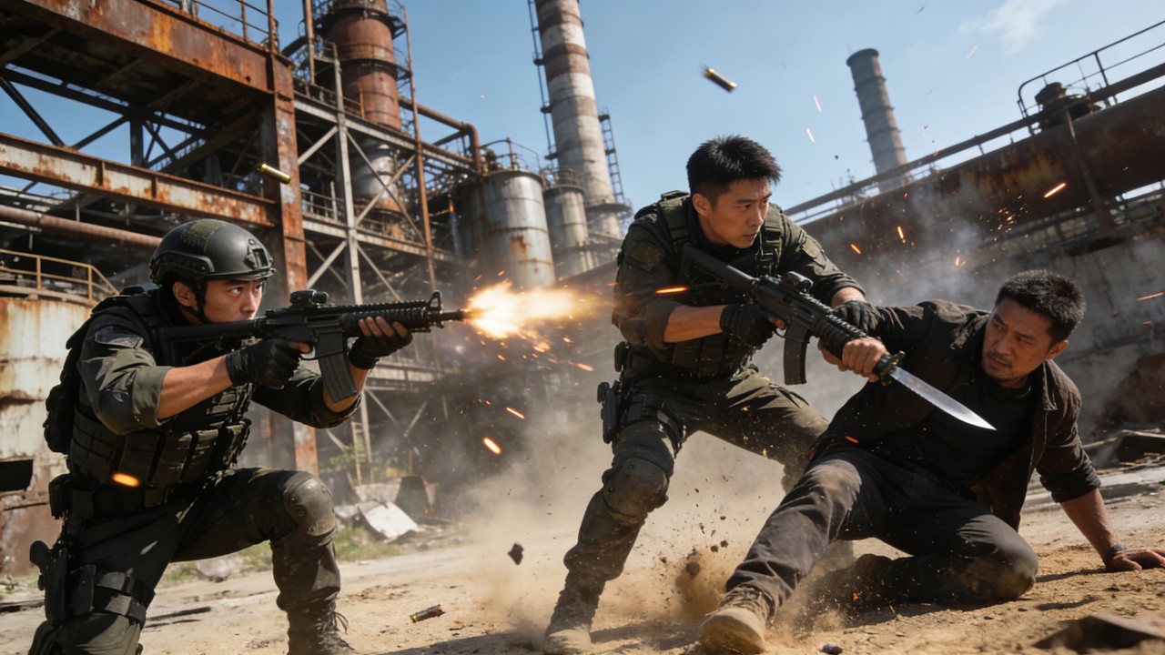 悍匪偷袭成功正要得手，武警命悬一线，战友眼神锁定目标，瞬间联动，直接送走劫匪！