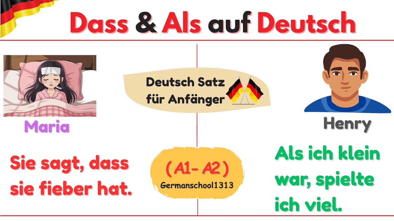Dass und Als Sätze im Deutschen einfach erklärt | Nebensätze lernen (A1-A2) mit Beispiel #deutsch 