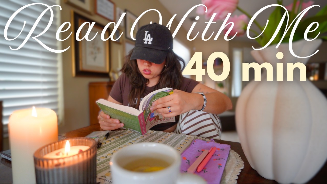 read with me for 40 minutes 🕯️🕰️ (cozy music and rain sounds)