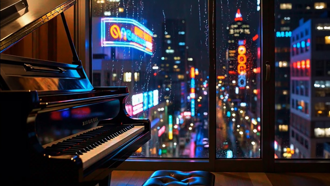 Gentle Rain on Glass 🎼 Minimal Jazz Night Mood