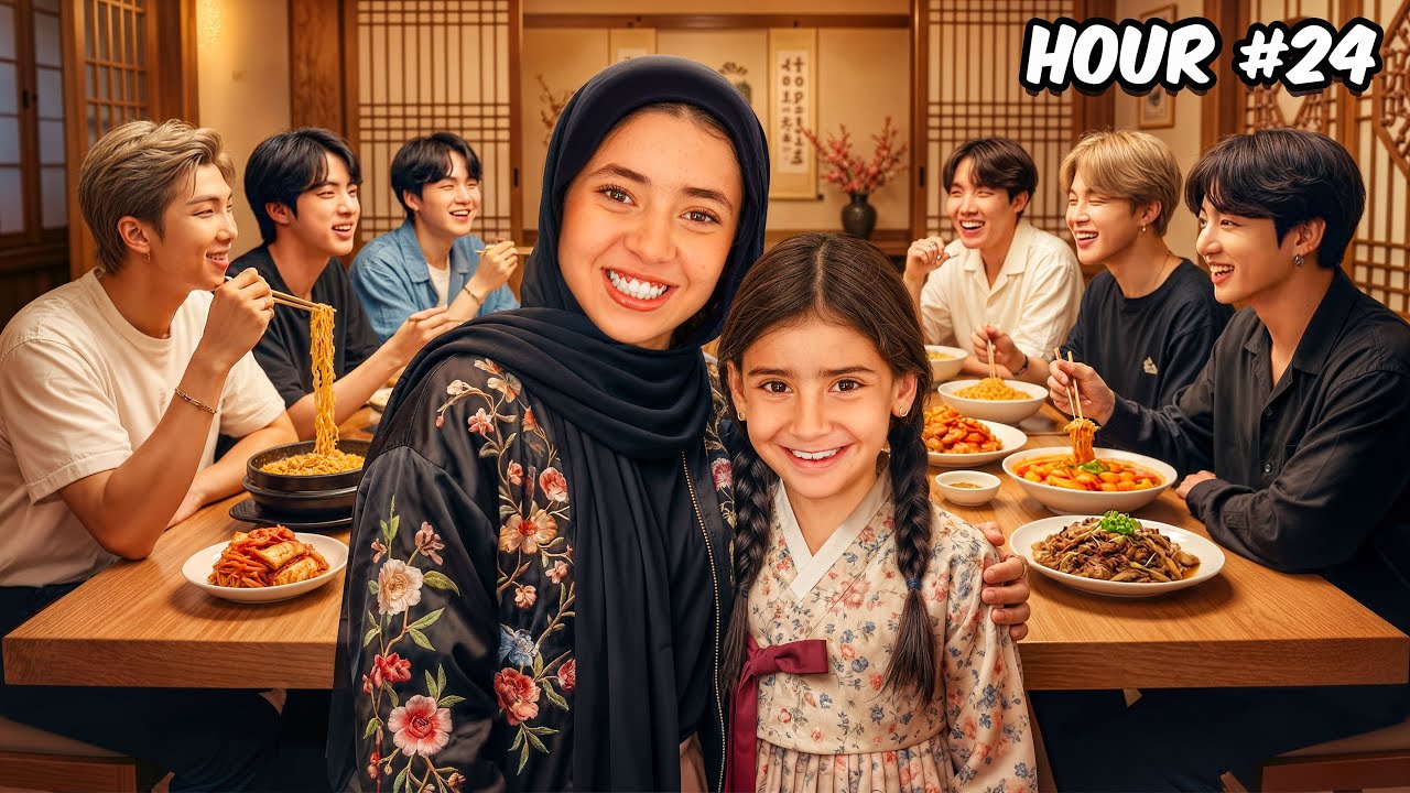 عيشنا حياة الكوريين لمدة 24 ساعة 🇰🇷 قابلنا فرقة BTS 😭🫰🏻!!