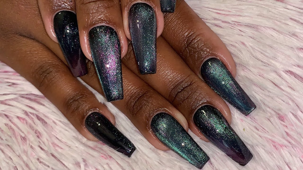 Watch Me Work: Crushed Velvet/Galaxy Magnetic Nail Art | LONG NAILS