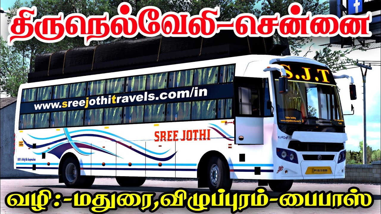 🎀🤩💯TN PRIVATE BUS SJT TRAVELS🔥|TIRUNELVELI--CHENNAI🐎| DRIVING ON ETS2 GAME PLAY | SP GAMING