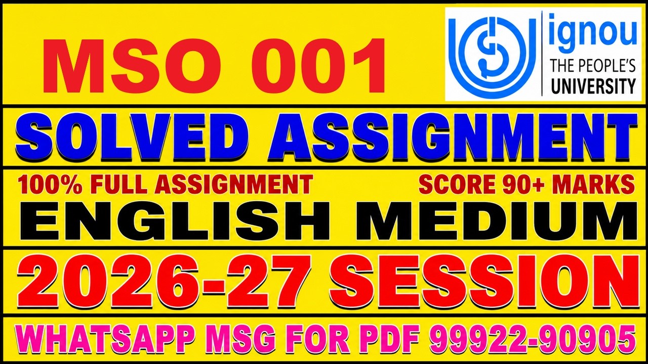 MSO 001 solved assignment 2026-27 in English || mso 001 solved assignment 2027 || mso1 2026-27