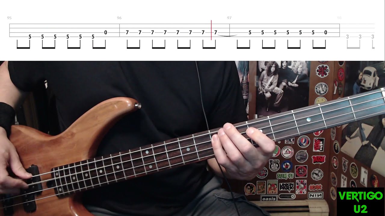 Vertigo by U2 - Bass Cover with Tabs Play-Along