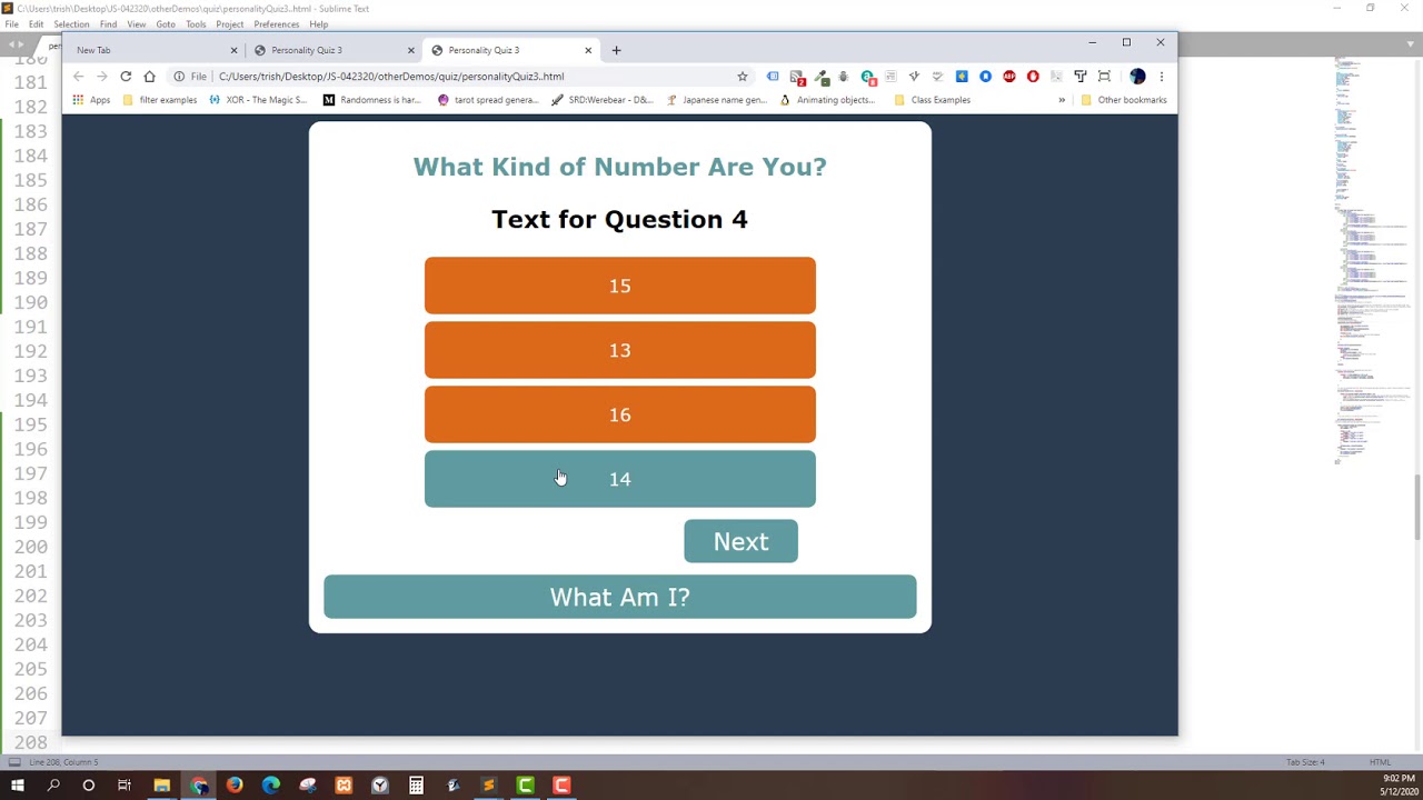 WS300 Personality Quiz Demo Part 3