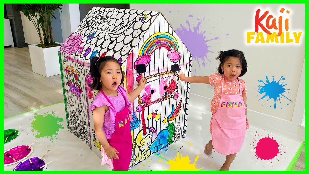 Emma and Kate DIY Paint PlayHouse for Kids!!!