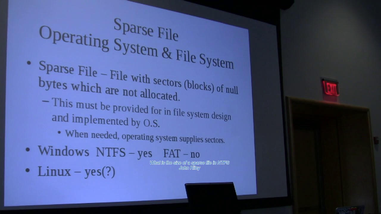 202 What is the size of a sparse file in NTFS John Riley