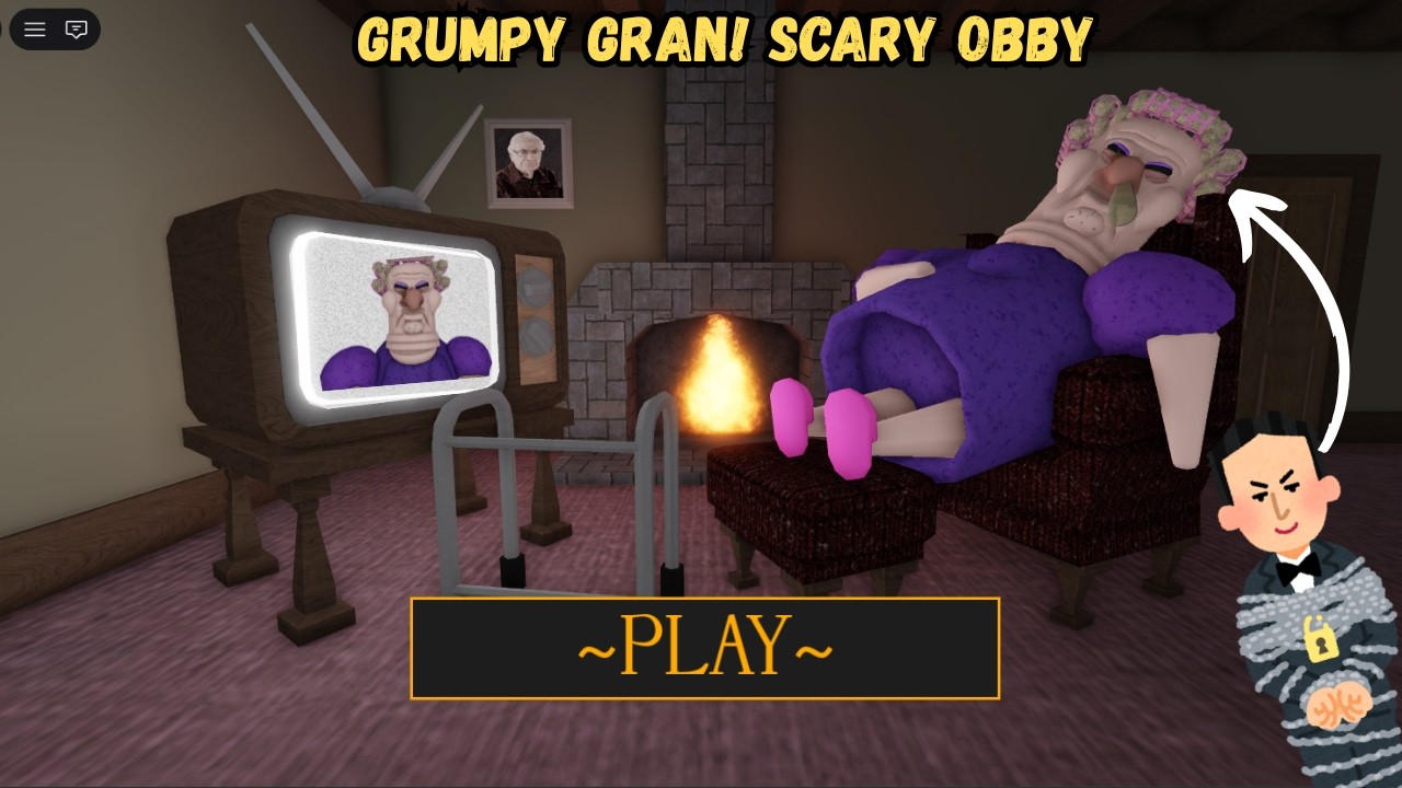 GRUMPY GRAN! SCARY OBBY roblox! Gameplay Walkthrough No Death 4K #roblox