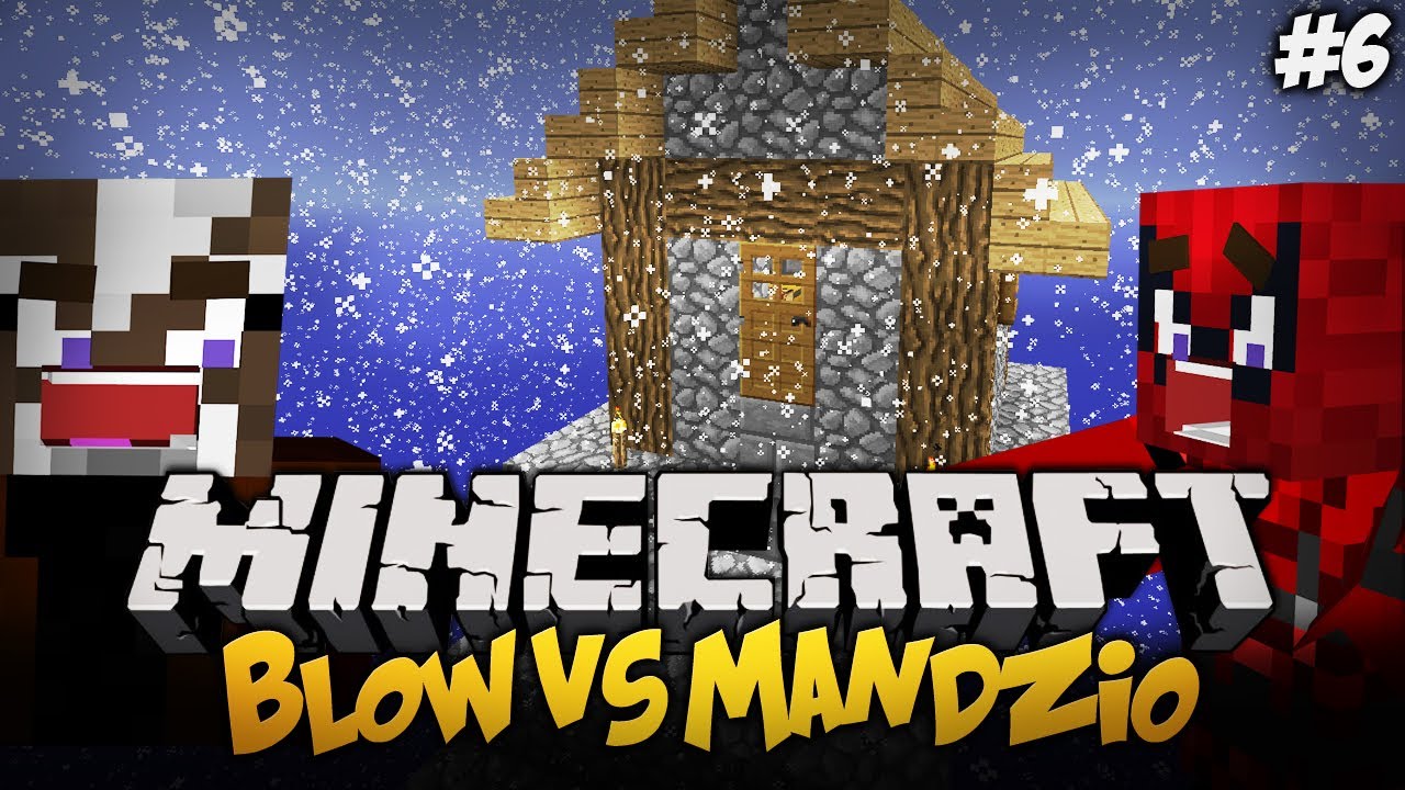 BLOW VS MANDZIO - MANDZIO NIE STRZELAJ + Minimalistyczny Domek !! - S01E06 (Single Block Challange)