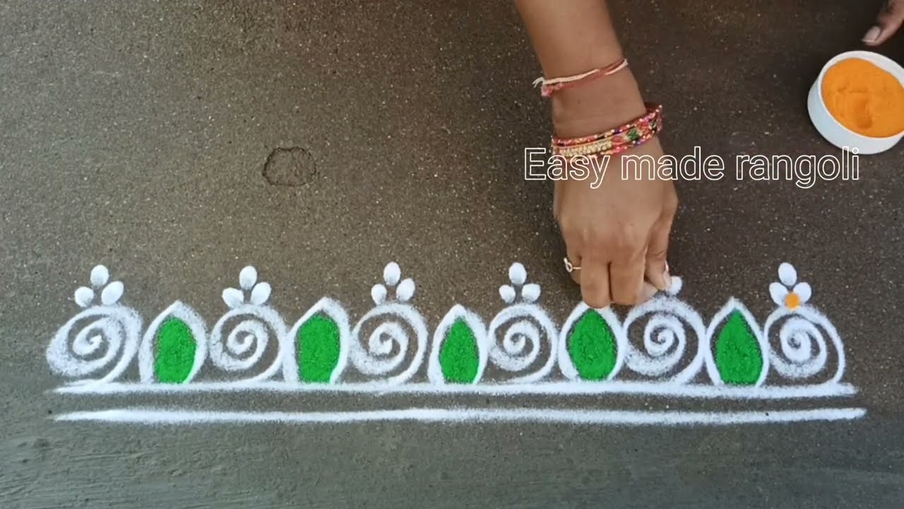 5 Simple Border rangoli designs#rangoli #sideborders#easy#muggulu#trending @easymaderangolicreations