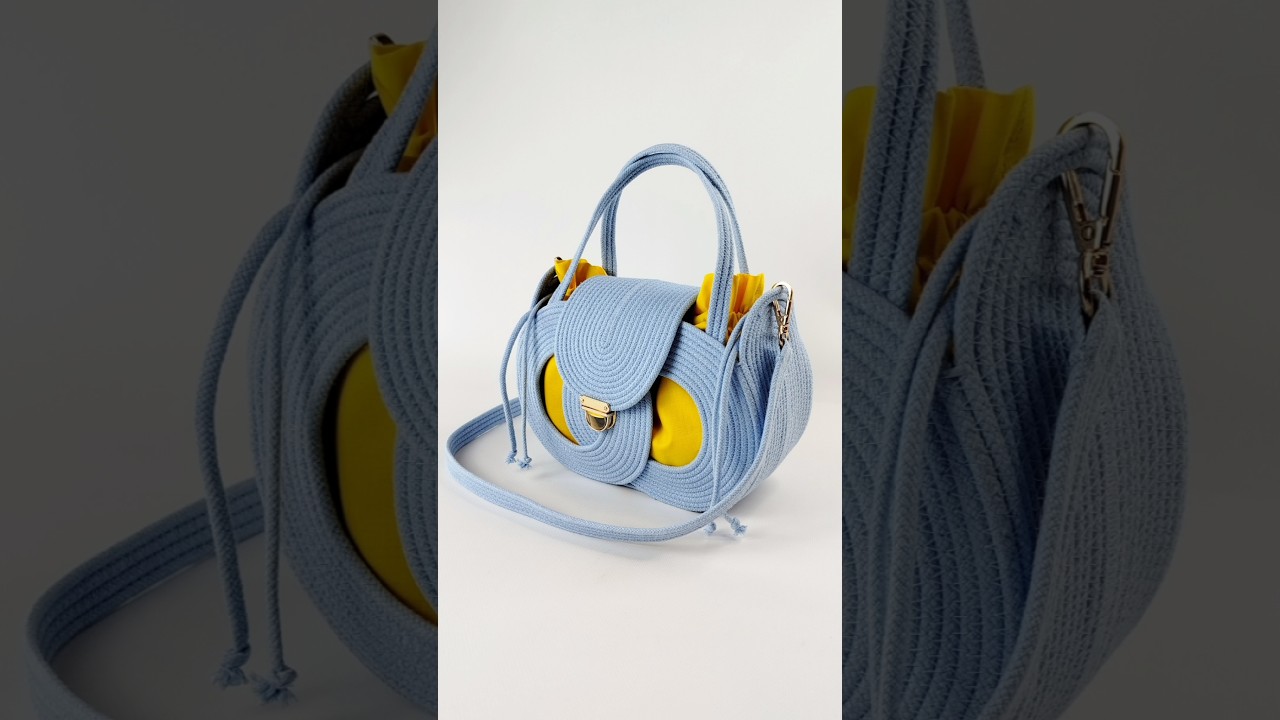 Сумочка блакитна із шнура. Bag made of cotton rope.  #bag #crossbodybag