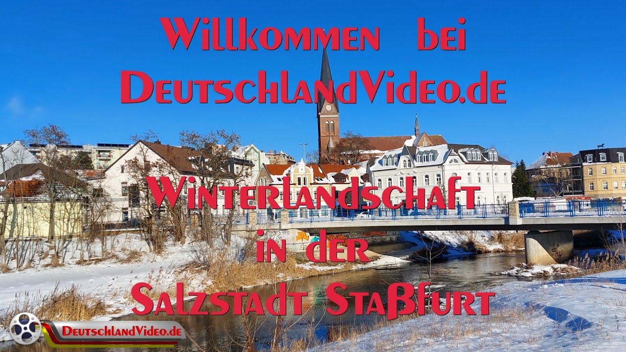 DeutschlandVideo.de - Winterlandschaft mit Bodewehr in der Salzstadt Staßfurt.