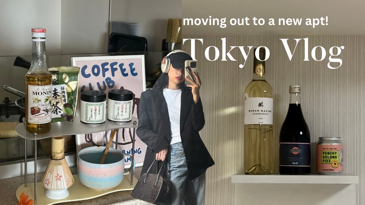 Tokyo Vlog🗼 moving day! the 1st day in new apt | coffee event + room makeover, cleaning & organizing
