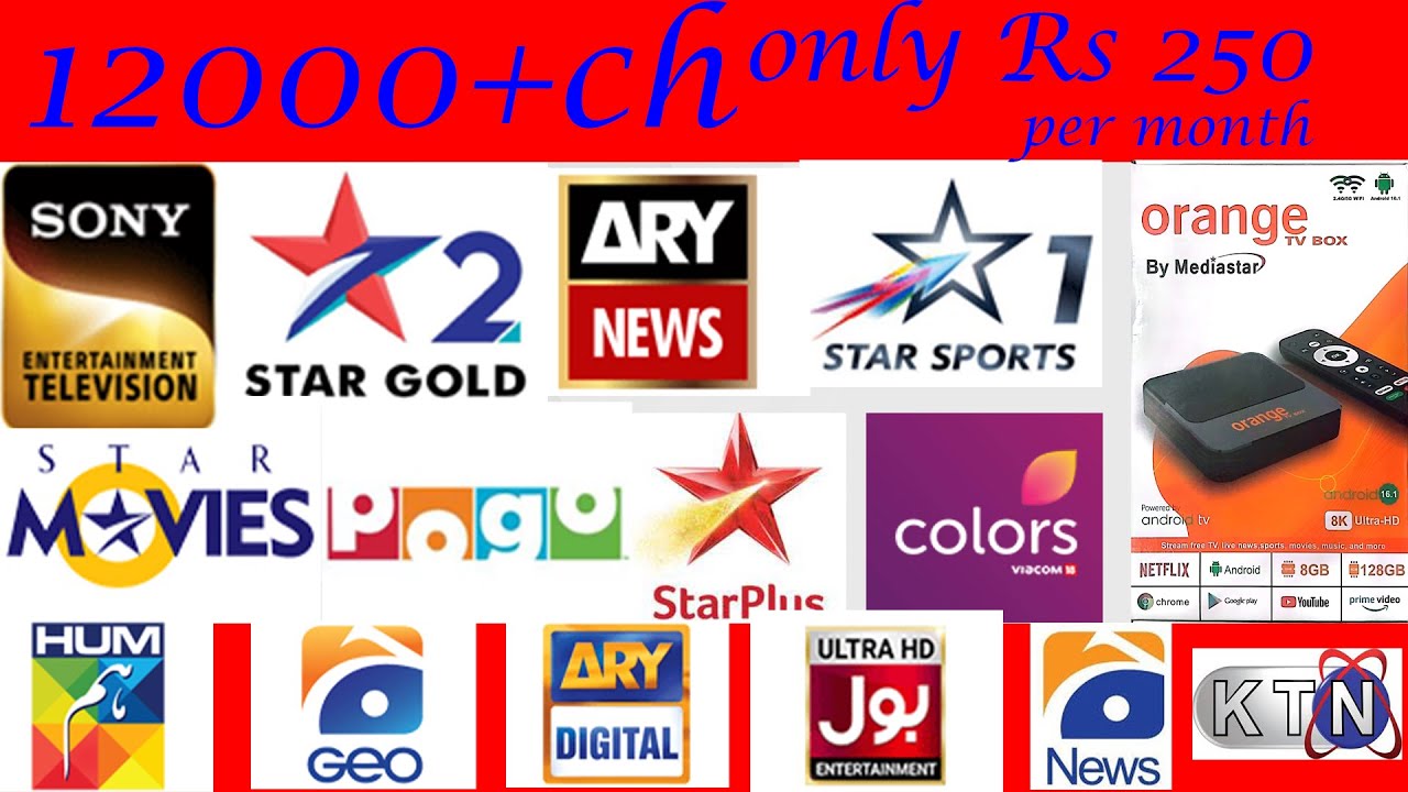 Orange Android TV Box by Mediastar  8GB RAM 128GB ROM  Netflix, YouTube, Prime Video, Xtream IPTV  8