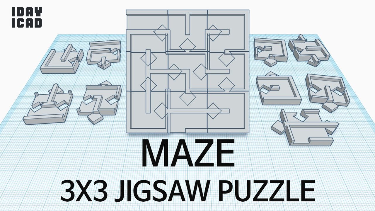 [1DAY_1CAD] 3X3 JIGSAW PUZZLE MAZE (Tinkercad : know-how / style / education) [STL data download]
