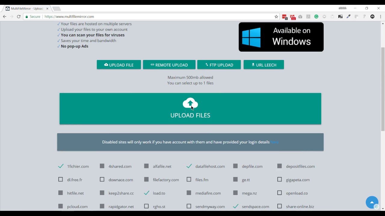 MultiFileMirror.com - How to Upload files as Guest
