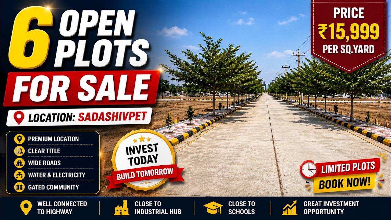 DTCP & RERA Approved Plots For Sale in Sadashivpet 🏡 | Only 6 Plots Left | ₹15,999/Sq.Yd