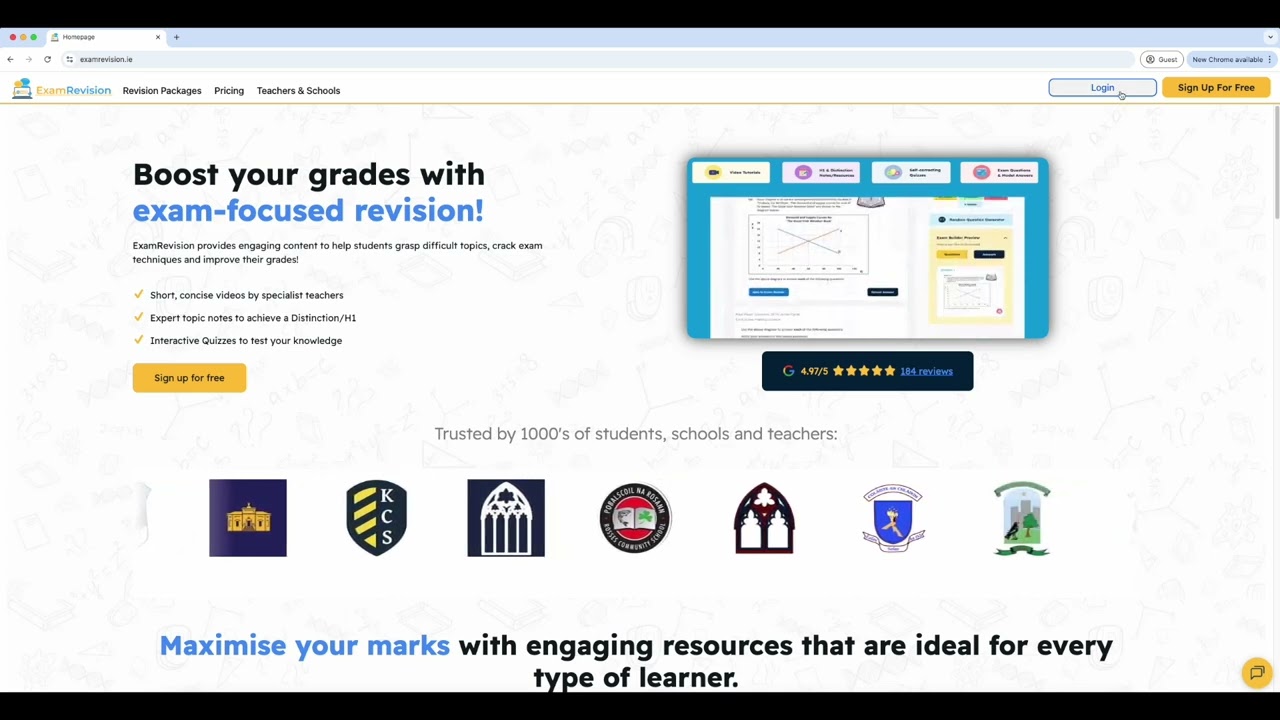 Как войти в свою учетную запись ExamRevision.