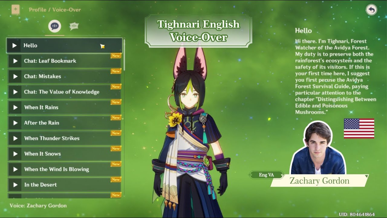 Tighnari New Voice Lines by Zachary Gordon (Eng Sub)