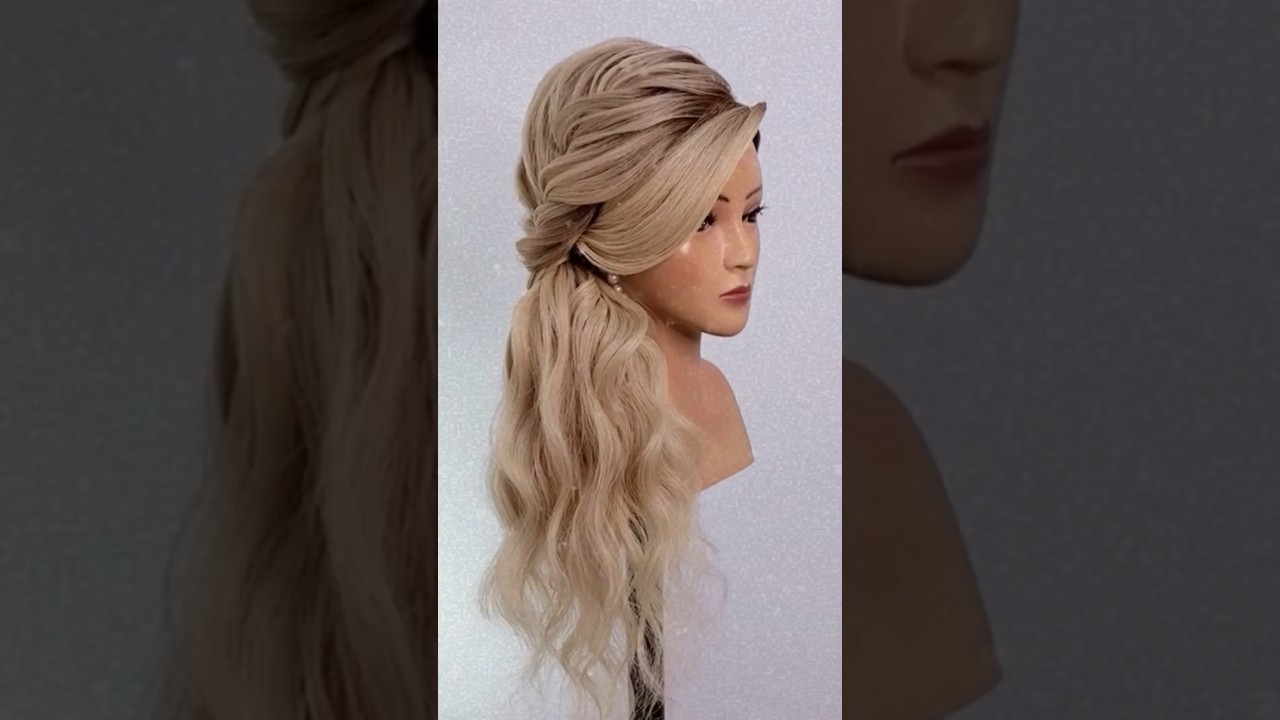 Penteado SEMI PRESO com TORÇÕES e FRANJA alta SUPER FÁCIL e LINDO | BEAUTIFUL half up | Peinado