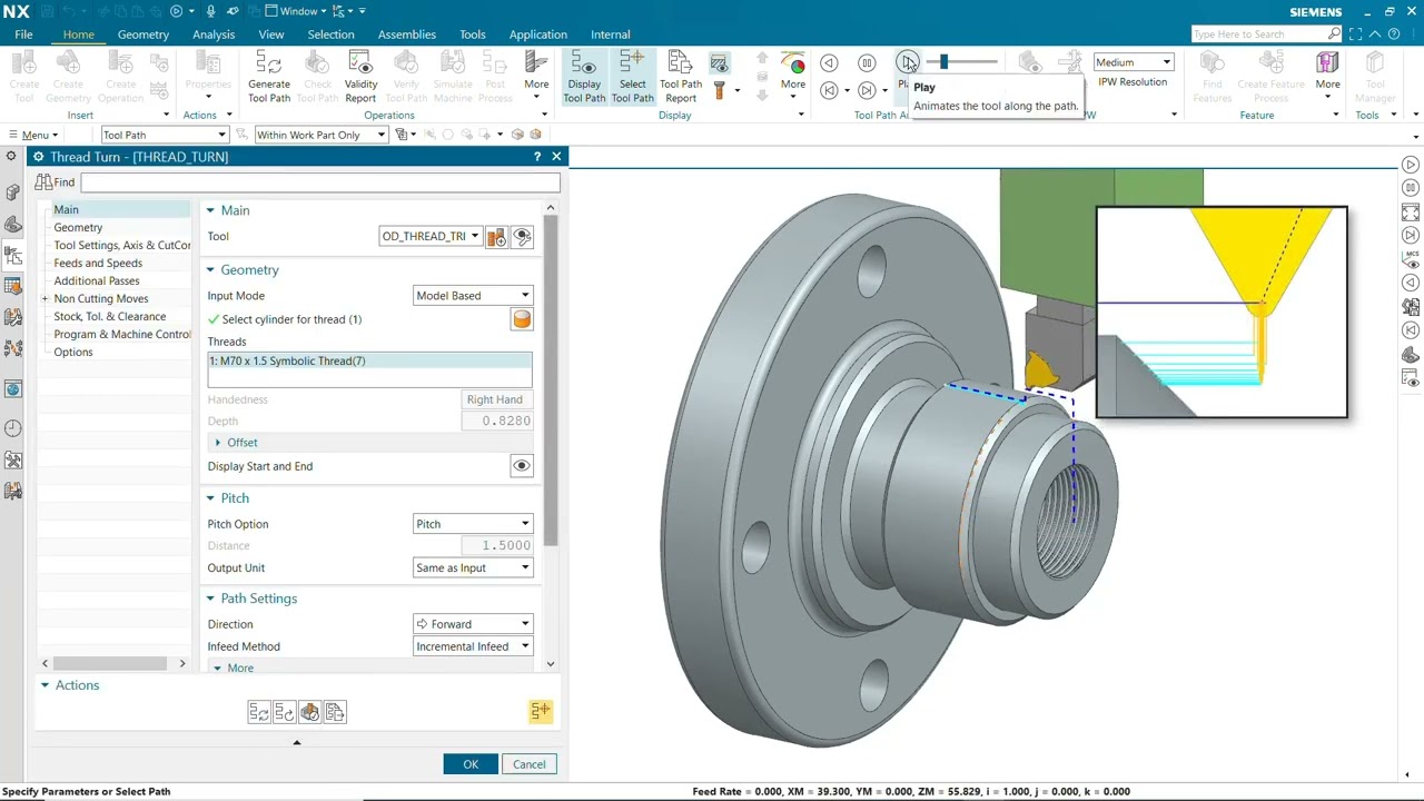 Thread Turning Operation in NX CAM
