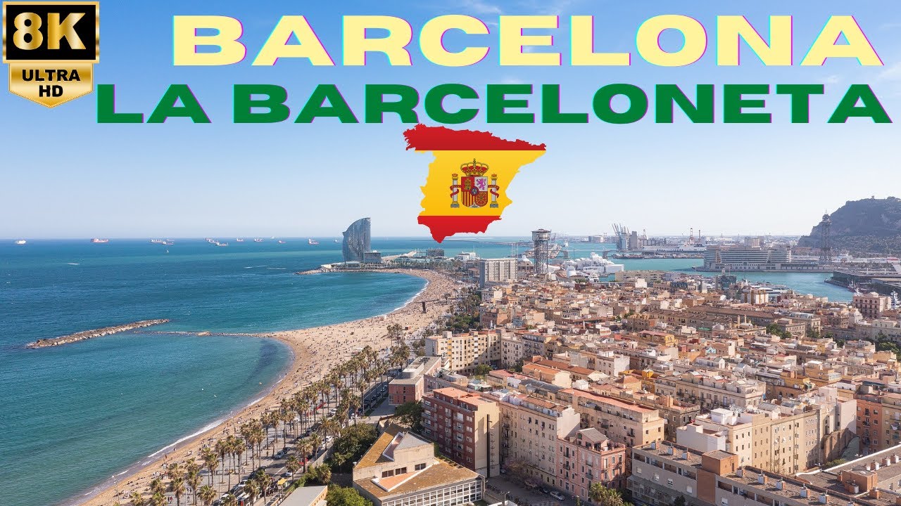 【8K】Барселона: La Barceloneta - Пешая экскурсия - Пляжи Барселоны