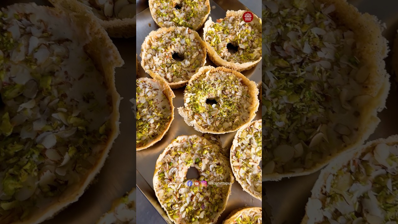 Making of Ghevar sweet at ISKCON Attapur #iskcon #iskconattapur #ghevar #ghevarrecipe