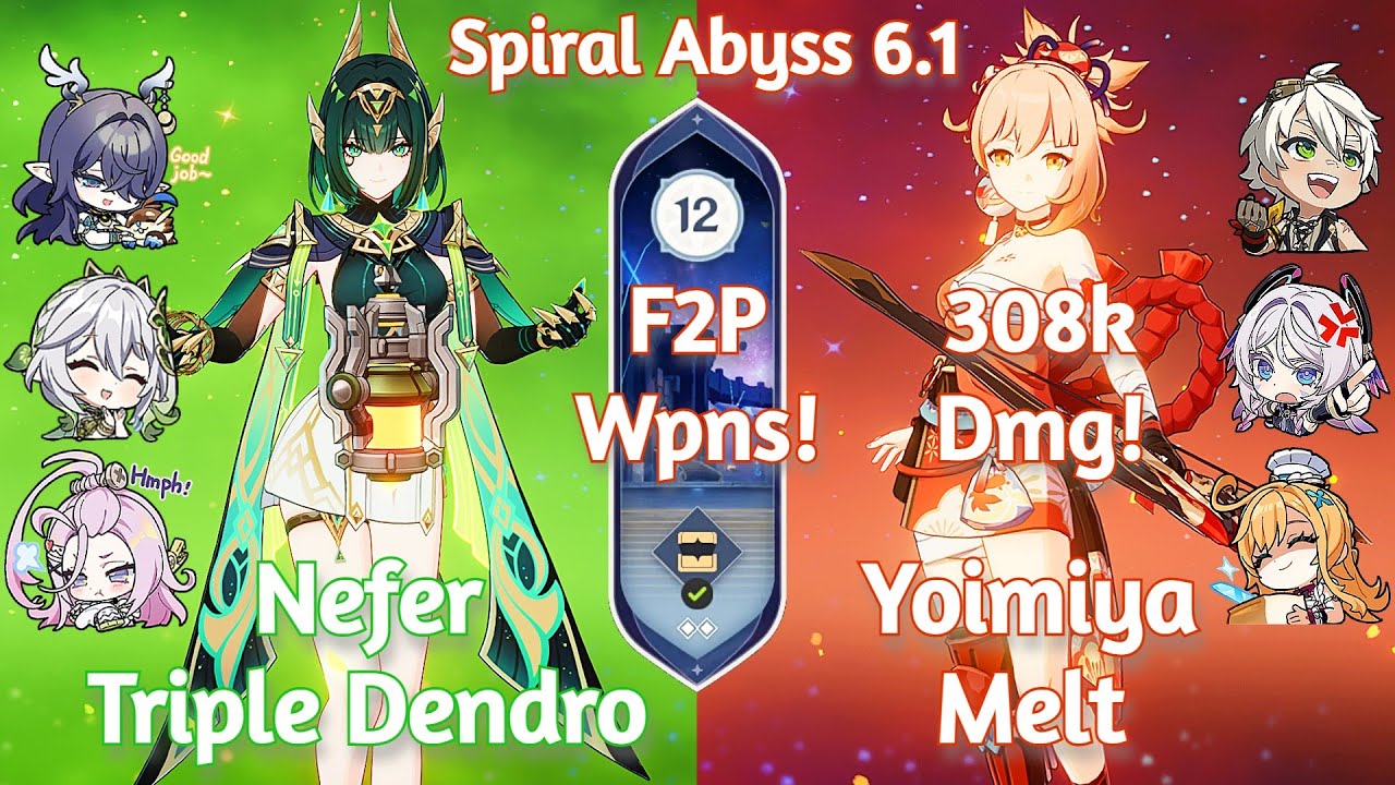C0 Nefer Triple Dendro x C0 Yoimiya Melt - NEW Spiral Abyss 6.1 | Genshin Impact