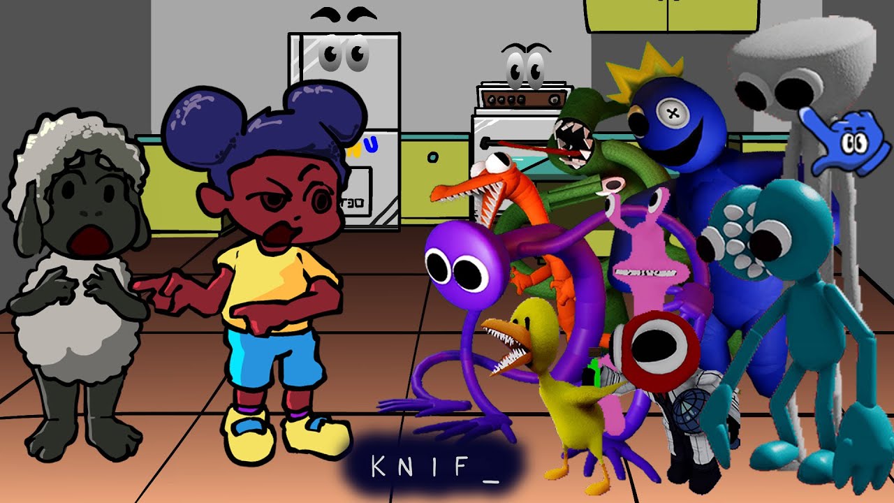 FNF All Rainbow Friends VS Amanda The Adventurer & Wooly Sings Everything Rots - Friday Night Funkin
