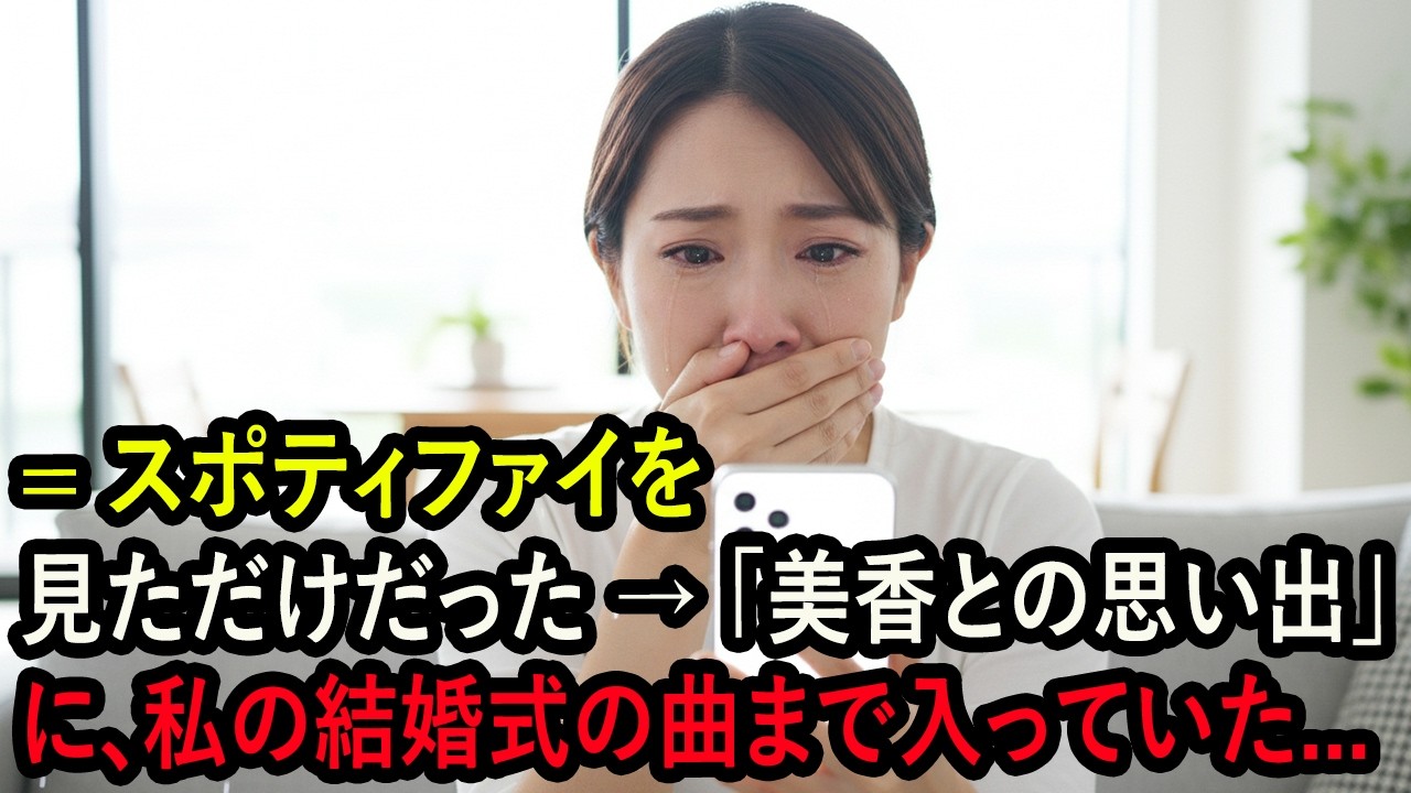 = スポティファイを見ただけだった → 「美香との思い出」に、私の結婚式の曲まで入っていた